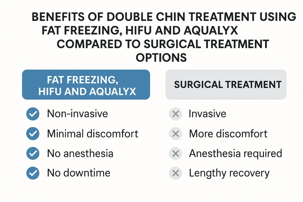 Graphic about the benefits of double chin treatment Reading - from LA LIPO