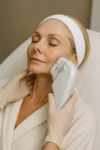 Woman receiving HIFU non surgical facelift treatment Reading