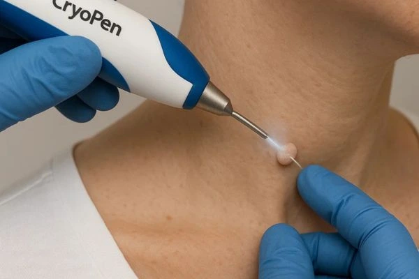 Person receiving Cryotherapy skin tag removal Reading