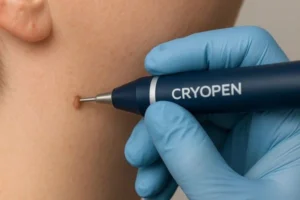 Person receiving skin tag removal Reading